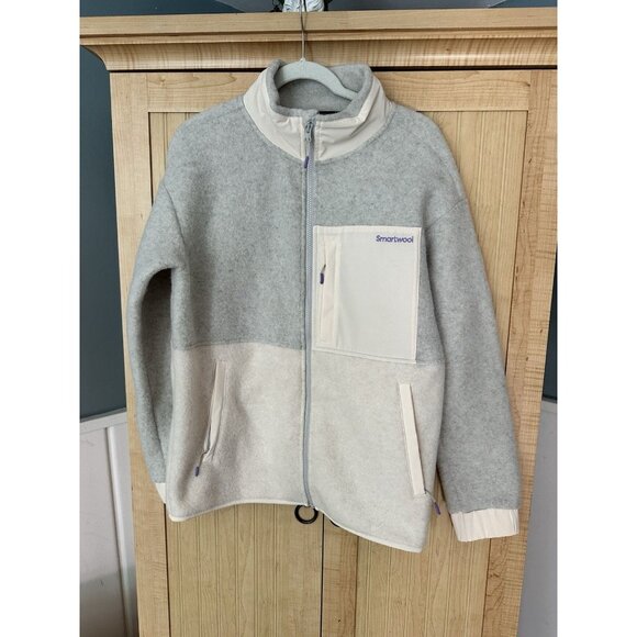 Smartwool Women’s Size L Cream Hudson Trail Fleece Wool Blend Zip Jacket - Picture 7 of 7